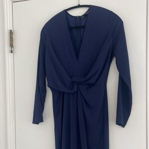 Missguided navy silky long dress